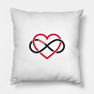 Mom, red heart with infinity sign, mother's day card, sticker Pillow