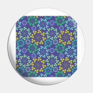 Blue Floral Swirl Pattern Pin