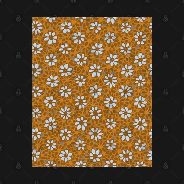 Batik Florals in Mustard and GrayTones by FrancesPoff