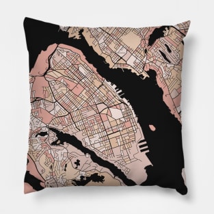 Halifax Map Pattern in Soft Pink Pastels Pillow