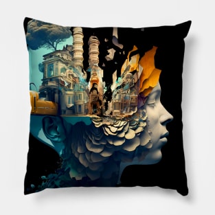 Mind Blown No. 1: Discovering Knowledge (No Fill, Dark Background) Pillow