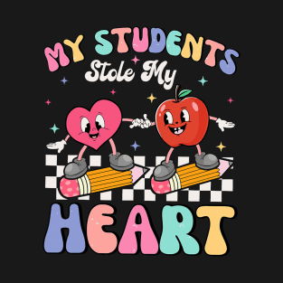 Teacher Valentines Day Retro My Students Stole My Heart T-Shirt