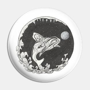 Orca and the Moon Pin