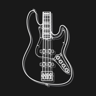 J-Style Bass Guitar Body Outline Dark Theme T-Shirt