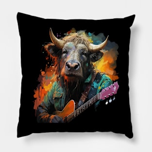 Wildebeest Playing Guitar Pillow