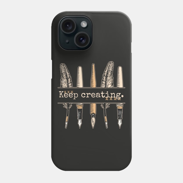 Keep Creating // Vintage Writing Pens and Quills Phone Case by SLAG_Creative