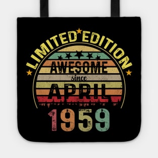 Vintage Born in April 1959 65 Years Old 65th Birthday Gift Men Women Tote