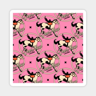 Yee Haw Black Cat Pattern in pink Magnet