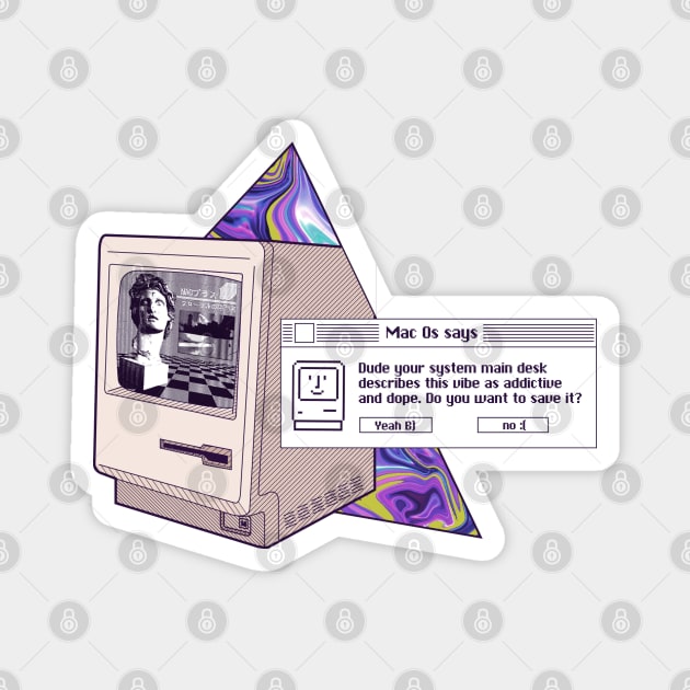 Vaporwave macintosh 128k Magnet by fm_artz