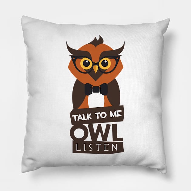 owl listen Pillow by positivedesigners