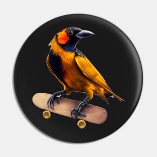 Venezuelan Troupial on a Skateboard Pin