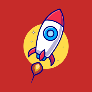 Rocket Cartoon Vector Icon Illustration T-Shirt