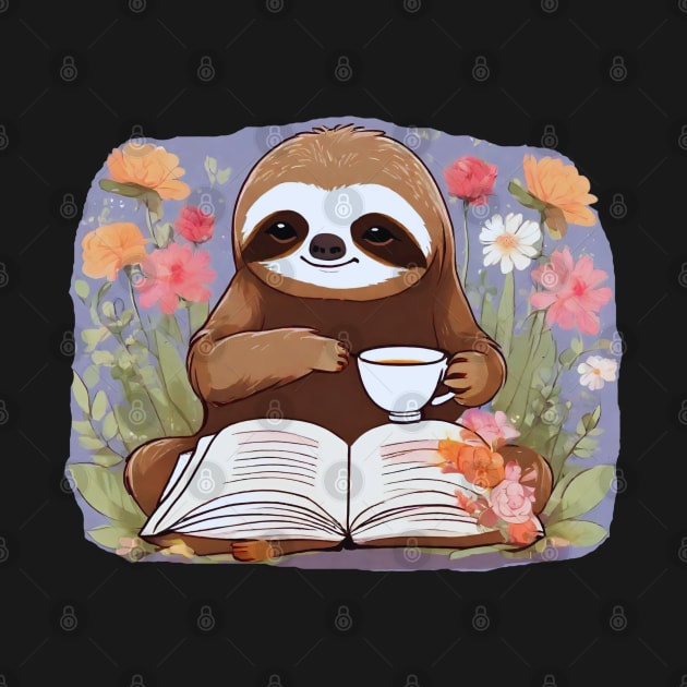 Sloth With Cup Of Tea And Book by Annabelhut