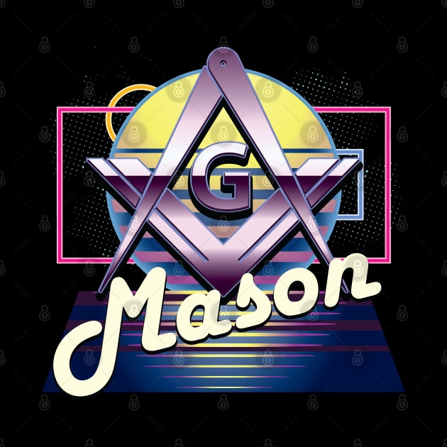80's Retro Mason Square & Compass Masonic Freemason by Master Mason Made