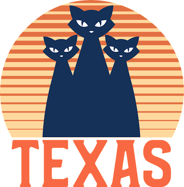 Texas Sunset, Orange and Blue Sun, Gift for sunset lovers T-shirt, Camping, Three Cats with Eyes Kids T-Shirt by AbsurdStore