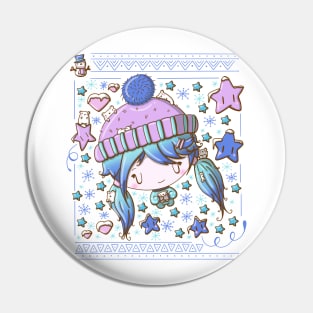 Cute festive snow flake bubble head cutie Pin