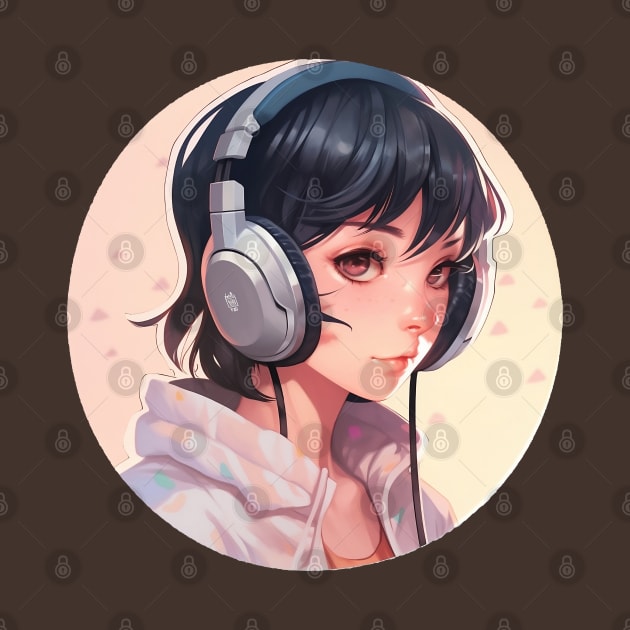 Cute headphone anime girl by AestheticsArt81