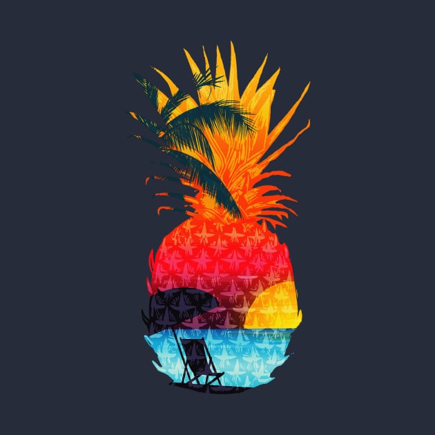 Sunset Summer Beach Pineapple by Exosam