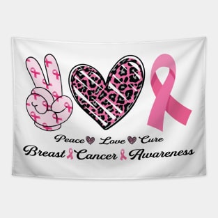 Peace Love Cure Breast & Cancer Awareness Tapestry