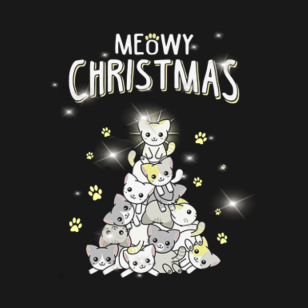 Discover Cute Meowy Christmas Tree Costume Gift - Christmas Cat - T-Shirt