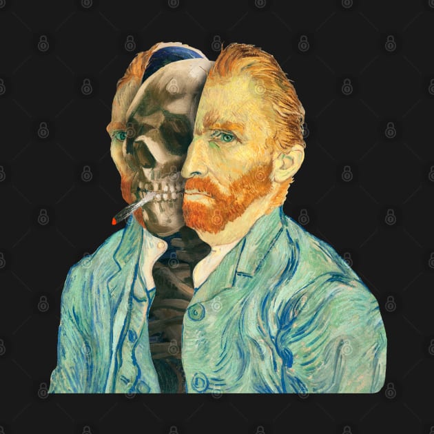 Surreal Van Gogh portrait with skeleton by ArtOfSilentium