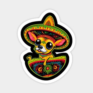 Funny Mexican Chihuahua in Guac Cartoon Magnet