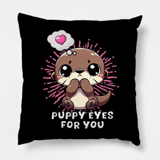 Otter Love Puppy Eyes Pillow