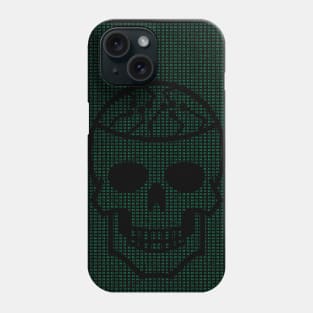 Cool Hacker Design Green Hexdump with Carved Out Skull Phone Case