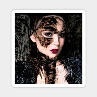 Beautiful girl, with mask. Like royal, but dark. Pale skin and red lips. So beautiful. Magnet