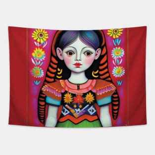 Beautiful girl with flowers Tapestry