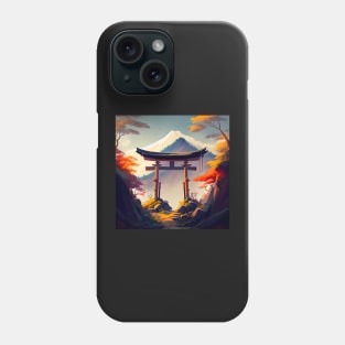 Japanese Torii in Autumn Mountain Phone Case