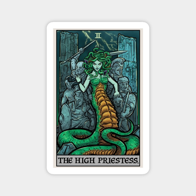 The High Priestess Tarot Card Medusa Greek Mythology Gorgon Horror Magnet by TheGhoulishGarb