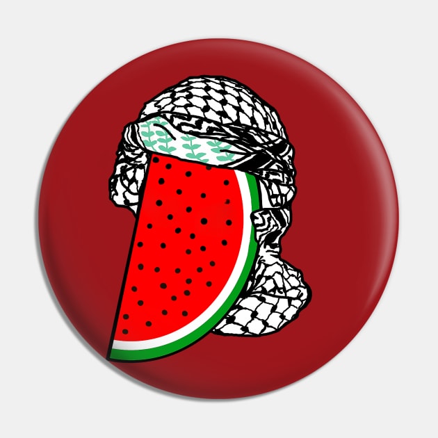 Watermelon Keffiyeh - Free Palestine - Half Wrap - Double-sided Pin by SubversiveWare