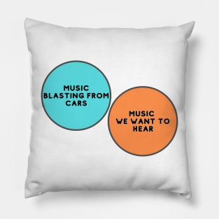 Venn Diagram: Music blasting from cars vs. Music we want to hear Pillow