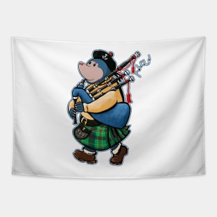 Scottish Mole Of Kintyre Marches With Bagpipes Tapestry