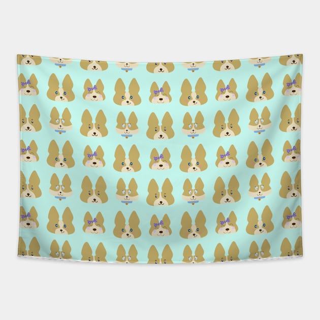 Cute Corgis Allover Pattern Tapestry by KelseyLovelle