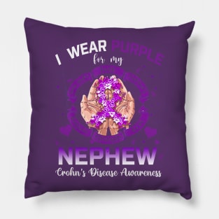 I Wear Purple For My Nephew  Crohn's Disease Awareness Pillow