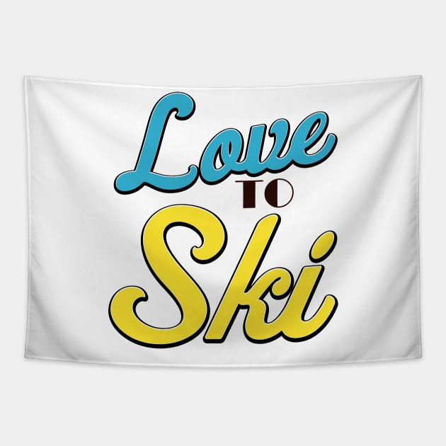 Love to Ski Tapestry by nickemporium1