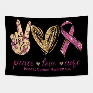 Breast Cancer Awareness Sign Language Peace Love Cure Tapestry