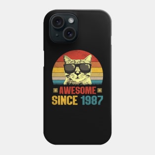 Awesome Since 1987 37th Birthday Gifts Cat Lover Phone Case