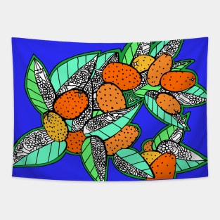 Juicy Ripe California Kumquats with Pop Art Leaves Tapestry