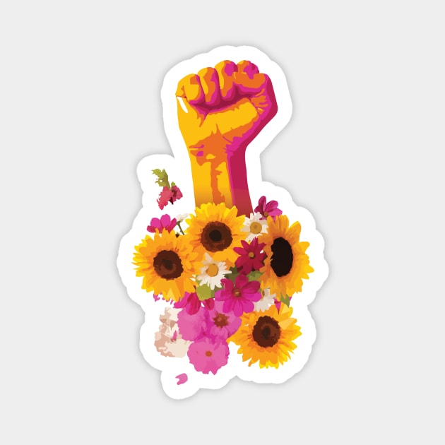 Feminist Power Fist Floral Magnet by polliadesign