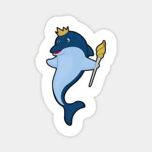 Dolphin as King with Staff & Crown Magnet