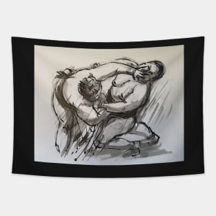 Sumo #3 - Sumo wrestlers ink wash painting Tapestry