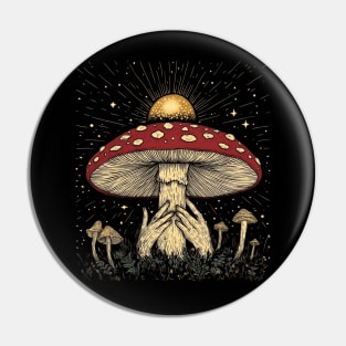 Amanita Muscaria Mushroom Hands moon Pin