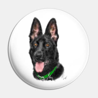 Smiling Black German Shepherd Pin