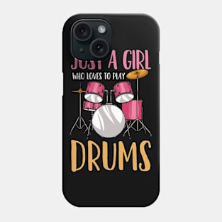 Drummer Girl Drumset Drumming Phone Case