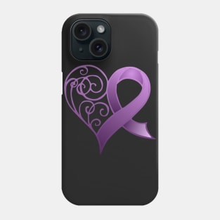 Purple Ribbon with Heart Phone Case