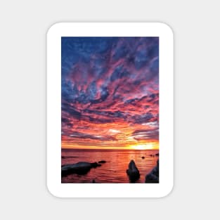 Rocky shore sunset Magnet