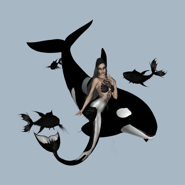 Wonderful mermaid with orca in the deep ocean by Nicky2342